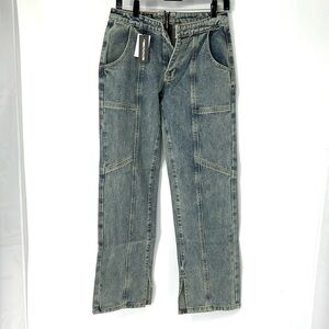 Pretty little thing NWT seam back fold over waist jeans women’s 8 petite